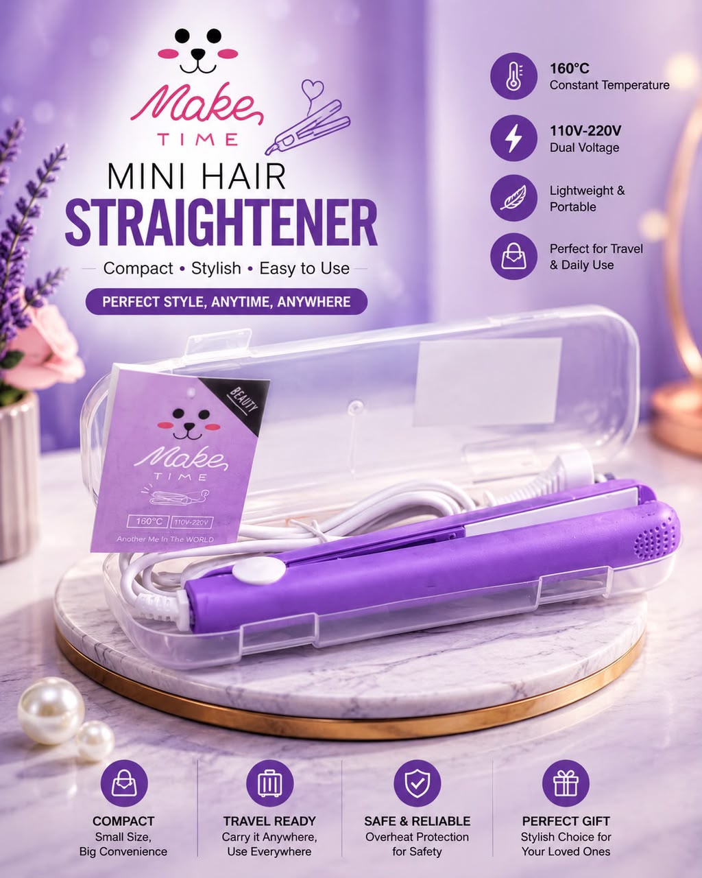 MINI HAIR CURLER & STRAIGHTENER
